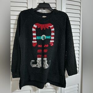 Como Vintage Black Sweater with Red Sequin Detail